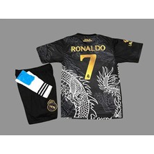 Alaturka Mix Cr7 Cristiano Ronaldo Özel Tasarım R Al M Drid Dragon Siyah Çocuk Forması