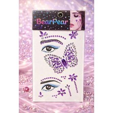 Bear & Pear Kelebek Kristal Işıltılı Yüz ve Vücut Taşları Mor Düş