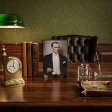 Hedea Atatürk Masaüstü Ahşap Tablo - Kabartmalı Baskı Şık Hediyelik 11X16 cm No 3