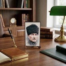 Hedea Atatürk Masaüstü Ahşap Tablo - Kabartmalı Baskı Şık Hediyelik 10X16 cm No 1