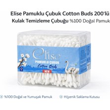 Epilons Elise Pamuklu Çubuk Cotton Buds 200’LÜ Kulak Temizleme Çubuğu Doğal Pamuk 1 Paket
