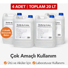 NessiWorld 4 Adet Distile Su 5 Litre Toplam 20 Litre Saflaştırılmış Deiyonize Saf Su Çok Amaçlı Kullanım