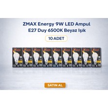 Epilons Zmax 9W LED Ampul E27 Duy 6500K Beyaz Işık 720 Lümen 60W Eşdeğer Enerji Tasarruflu 10 Adet
