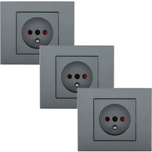 Ovivo Grano Ups Topraklı Priz Çerçeveli Füme 3 Adet Sıva Altı