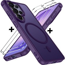 M.TK Moveteck Samsung Galaxy S26 Ultra Kılıf Mat Magsafe Şarj Özellikli Hassas Butonlu Yumuşak Renkli Kenarlı Kapak + Ekran Koruyucu Cam Set 2in1