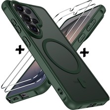 M.TK Moveteck Samsung Galaxy S26 Ultra Kılıf Mat Magsafe Şarj Özellikli Hassas Butonlu Yumuşak Renkli Kenarlı Kapak + Ekran Koruyucu Cam Set 2in1