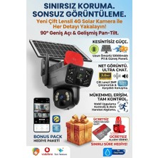 Uniywell 6.0 Mp Çift Lensli 4g Lte Solar Güvenlik Kamerası - 12000 Mah Batarya, Renkli Gece Görüşü Internet Peketi + 64 GB Sd Kart Hediyel
