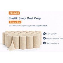 NW NessiWorld Elastik Sargı Bezi Krep 5 cm x 4 M 50 Adet Esnek Krep Bandaj Elastik Sargı Bezi Seti