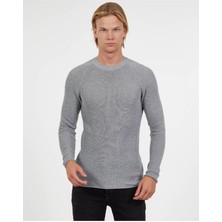 Elku Moda Slim Fit Örme Pamuk Triko Kazak Tüylenmez Şık Dar Kesim Bisiklet Yaka Kazak