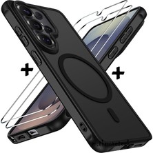 M.TK Moveteck Samsung Galaxy S26 Ultra Kılıf Mat Magsafe Şarj Özellikli Hassas Butonlu Yumuşak Renkli Kenarlı Kapak + Ekran Koruyucu Cam Set 2in1
