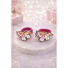 Nati Co 2'li Beyaz / Fuşya Lastik Toka Seti - Kız Çocuk At Kuyruğu ve Örgü Tokası