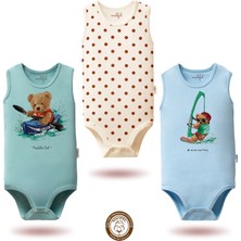 Mahfel 3'lü %100 Pamuklu Premium Çıtçıtlı Bebek Body Zıbın 33-34