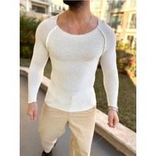 Elku Moda Kazak Slim Fit Triko Dar Kesim Geniş Yaka Yumuşak Dokulu Pamuklu Kazak