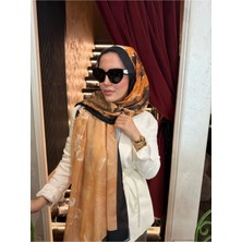 Meda Scarfs Turuncu-Siyah Orman Desen Tesettür Şal-Eşarp | Marigold