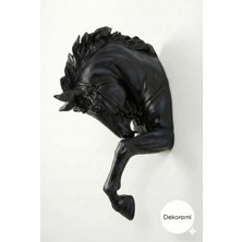 Zeydude Duvar Atı Aplik – Parlak Siyah, 48X28CM, Modern Duvar Dekor