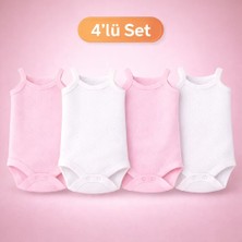 Novibaby 4'lü Ip Askılı Bebek Atlet Body Zıbın Pamuklu Çıtçıtlı Yenidoğan Çocuk 0-36 Ay, Esnek Kalıp