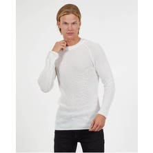 Elku Moda Slim Fit Örme Pamuk Triko Kazak Tüylenmez Şık Dar Kesim Bisiklet Yaka Kazak