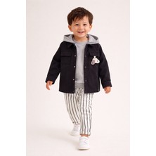 Harika Kids Erkek Çocuk Kapüşonlu Ceket-Sweatshirt-Çizgili Pantolon 3'lü Takım (2-5 Yaş)