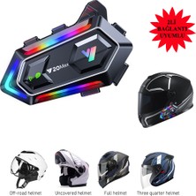 Serreha Y20 Max Bluetooth 5.3 Kask Interkom 2 Kişi 300 Metre Eşleşme Işıklı