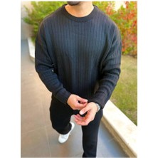 Elku Moda Uzun Sweatshirt Kollu Tişört Fitilli Örme Triko Yumuşak Dokulu Tüylenmez Pamuklu Kazak