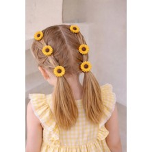 Nati Co Kız Çocuk Ayçiçeği Figürlü Sarı Lastik Toka Seti ( 3 Adet )