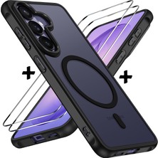 M.TK Moveteck Samsung Galaxy S26 Kılıf Mat Magsafe Şarj Özellikli Hassas Butonlu Yumuşak Renkli Kenarlı Kapak + Ekran Koruyucu Cam Set 2in1