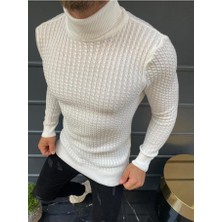 Elku Moda Slim Fit Naturel Pamuk Balıkçı Yaka Kazak Tüylenmeyen Rahat Esnek Dar Kesim Triko Kazak