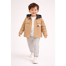 Harika Kids Erkek Çocuk Kapüşonlu Ceket-Sweatshirt-Çizgili Pantolon 3'lü Takım (2-5 Yaş)