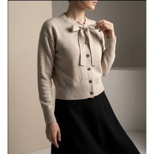 Kadın Yaka Bağlamalı Triko Hırka