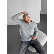 Elku Moda Slim Fit Polo Yaka Yumuşak Dokulu Italyan Kesim Kazak Fitilli Sweatshirt