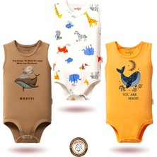 Mahfel 3'lü %100 Pamuklu Premium Çıtçıtlı Bebek Body Zıbın 807-805
