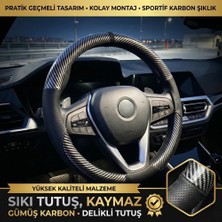 Valente Lusso Titanium Geçmeli Direksiyon Kılıfı Serisi Gümüş Karbon Detaylı - Fütüristik Kavrama (38-40CM Universal)