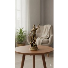 Tual Hobi Sanat Dekoratif Adalet Tanrıçası ve Adalet Terazisi Heykel Themis Biblo (35CM Büyük Boy)