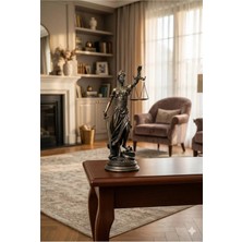 Tual Hobi Sanat Dekoratif Adalet Tanrıçası ve Adalet Terazisi Heykel Themis Biblo (35CM Büyük Boy)