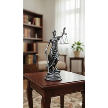 Tual Hobi Sanat Dekoratif Adalet Tanrıçası ve Adalet Terazisi Heykel Themis Biblo (35CM Büyük Boy)