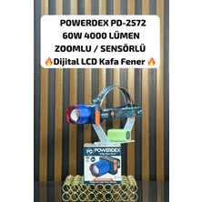 Powerdex PD-2572 60W 4000 Lümen Zoomlu Sensörlü Dijital LCD Kafa Feneri