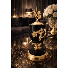 Banum Luxury Lux Elektrikli Siyah Porselan Vev Altin Renklı Çelik Tütsülük