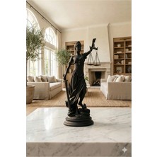Tual Hobi Sanat Dekoratif Adalet Tanrıçası ve Adalet Terazisi Heykel Themis Biblo (35CM Büyük Boy)