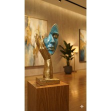 Tual Hobi Sanat Dekoratif Düşünen Kadın Maske Heykel Biblo (26X11CM) Hediyelik Ev Dekorasyon Ürünü