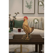 Tual Hobi Sanat Dekoratif Horoz Heykeli Biblo Mutfak Dekorasyon Bahçe Balkon Villa Teras Veranda (18X14 Cm)