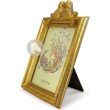 Tual Hobi Sanat Dekoratif Kuşlu Vintage Fotoğraf Çerçevesi Gold (13X18 Cm)