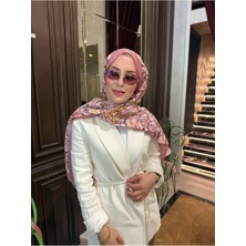 Meda Scarfs Pembe-Beyaz Ebru Desen Şal-Eşarp | Rosa Terra