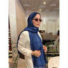 Meda Scarfs Lacivert-Mavi Çizgi Desen Tesettür Şal-Eşarp | Iris