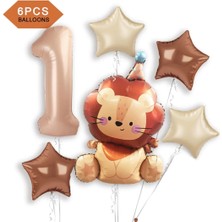 Sevimli Aslan Folyo Balonlu Doğum Günü Yaş Parti Balon Set