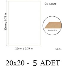 Feoly Art 3 mm 20X20 Mdf Plaka (5Adet) - Hobi, Maket, Ahşap El Sanatları Için Uygun (5`li Paket) - Beyaz Mdf Pasta Altında Erime Yapmaz