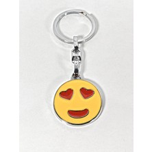 Moncuk Design Kalp Gözlü Emoji Metal Anahtarlık – Sevgi Temalı Emoji Anahtarlık