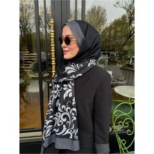 Meda Scarfs Siyah-Beyaz Osmanlı Desen Tesettür Eşarp-Şal | Noir Coral