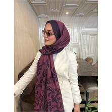 Meda Scarfs Mor-Siyah Osmanlı Desen Tesettür Eşarp-Şal | Prune