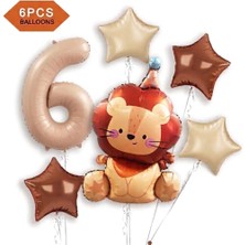 Sevimli Aslan Folyo Balonlu Doğum Günü Yaş Parti Balon Set