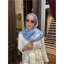 Meda Scarfs Açık Mavi-Beyaz Ebru Desen Şal-Eşarp | Glacier